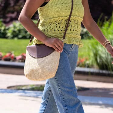 Camilla Crossbody Raffia Bag w/Skinny Adjustable Strap for wholesale by AHDORNED