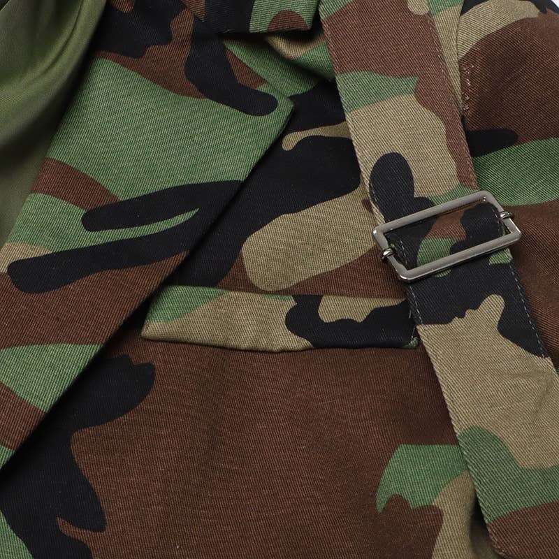 Color as pictures BL24Y Camouflage Belted Blazer with Military Accents for wholesale on Faire13