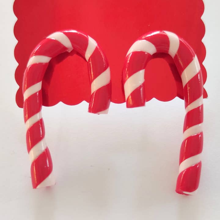 Polymer ler jul slik sukkerrør ørering studs for engroshandel hos Sweets & Pearls