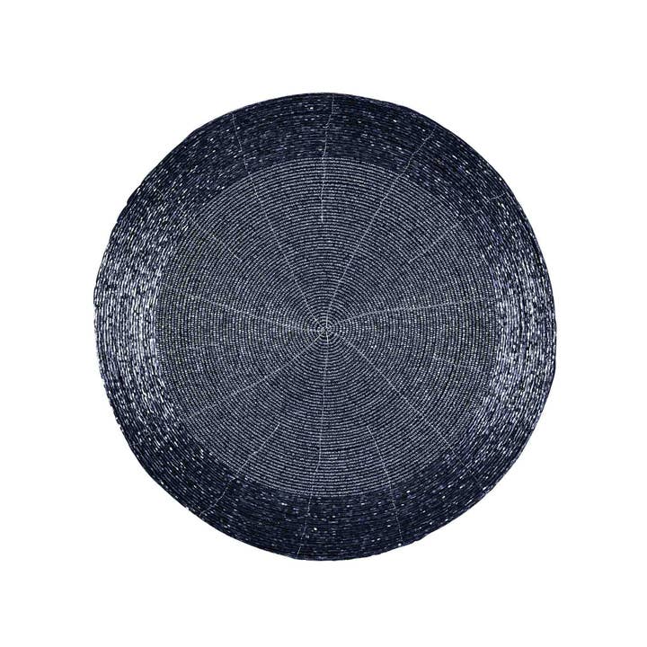 Glass Beaded Placemat in Dark Luster Blue Two-Tone, Set of 4 for wholesale on Faire
