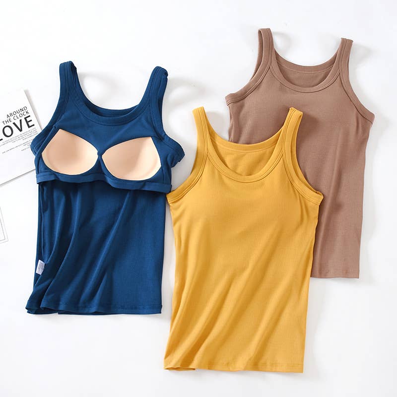 Rosa Clothing - Wholesale Tank Top - Women's - Essential basic rib tank top with built in bra in 13 colors20