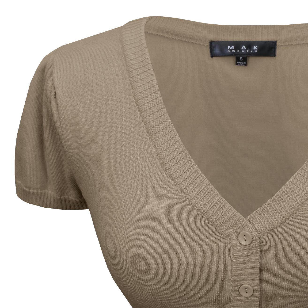 Mak - Vente Cardigan – femme - Cardigan boléro court à manches courtes bouffantes et col en V HB21375