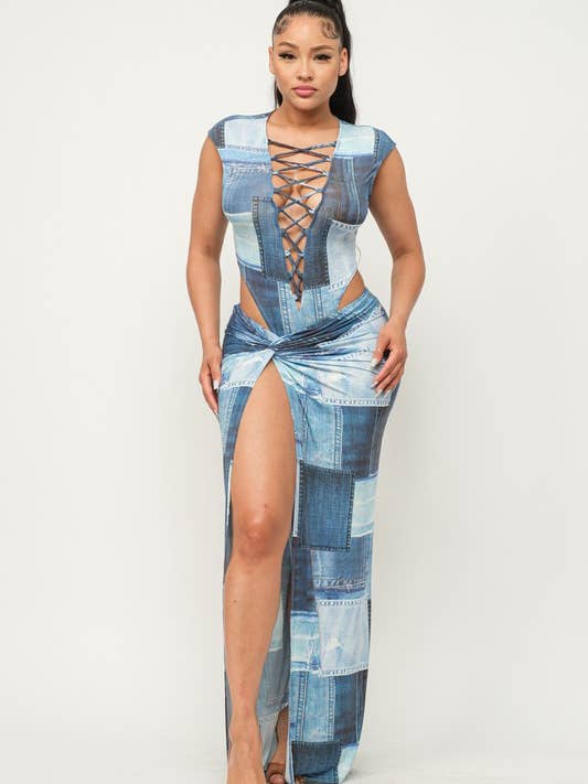 Body con scollo a V e gonna per la vendita all'ingrosso da parte di Belita Collection