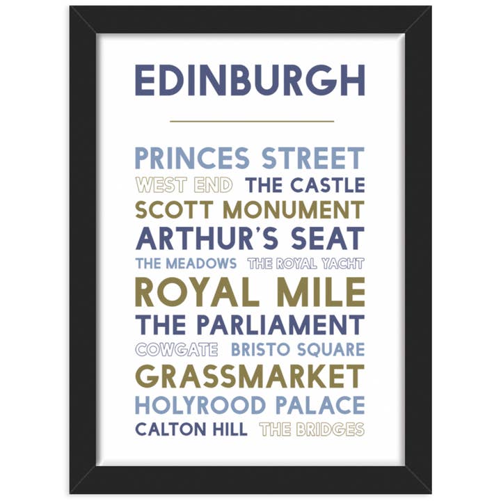 Edinburgh Attractions Print for wholesale by Ingletop