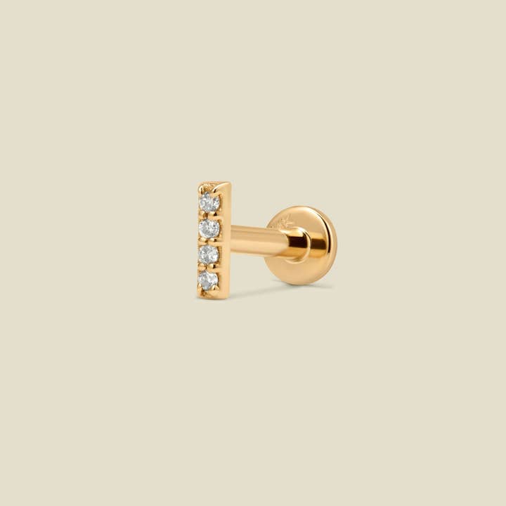 14k Diamond Bar Stud Earring (Flat Back) - Single for wholesale by Made By Mary