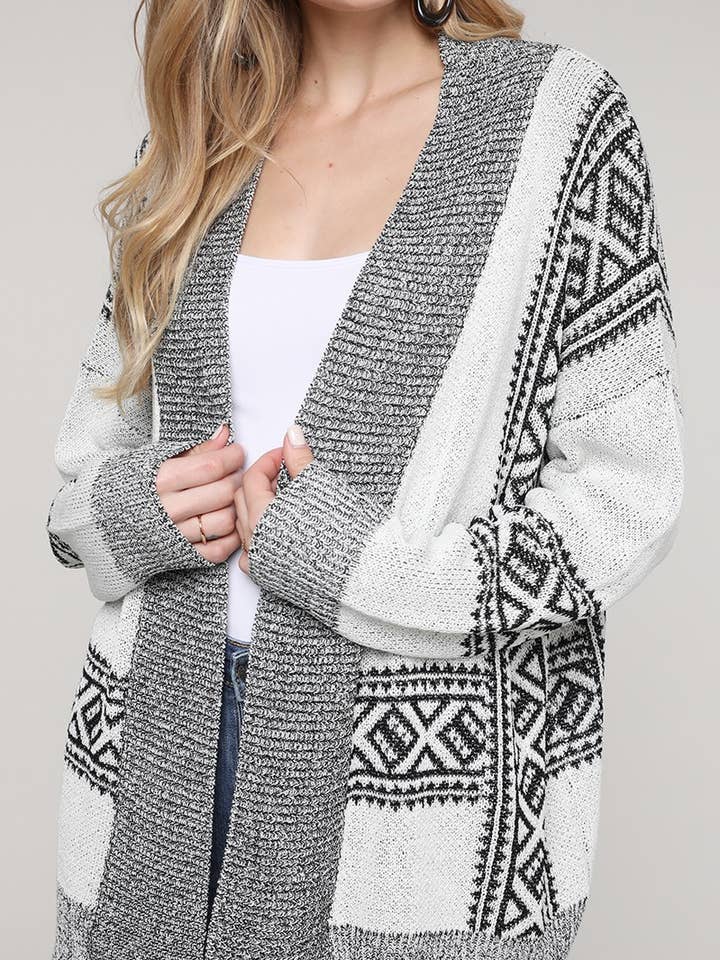 Gilet en maille à rayures tribales géométriques CLR-OUG81135 pour la vente par Oceanus Apparel