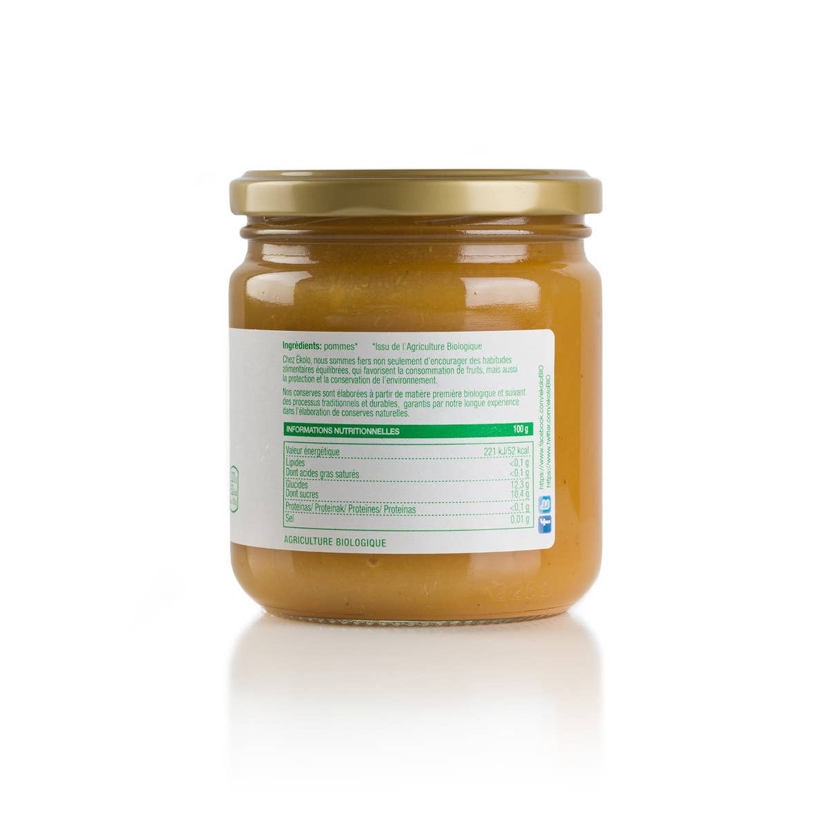 ekolo - Vente Confiture/gelée - Compote de pomme bio, 6 pots de 350 g1