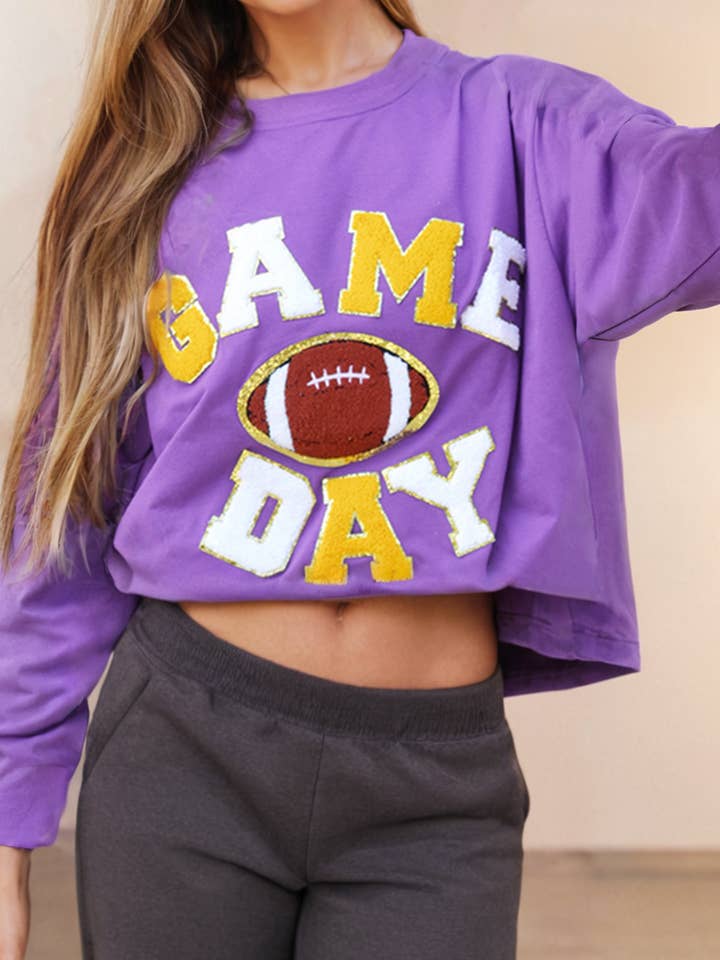 GAME DAY Rugby Chenille Embroidered Pullover Sweatshirt for wholesale by LA Society
