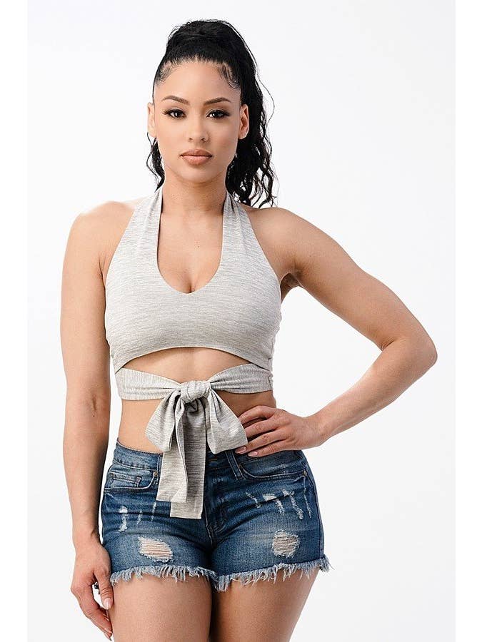 Lime All the Time - Wholesale Knit Top - Women's - Hanging Bra Crop Top with Front tie in3