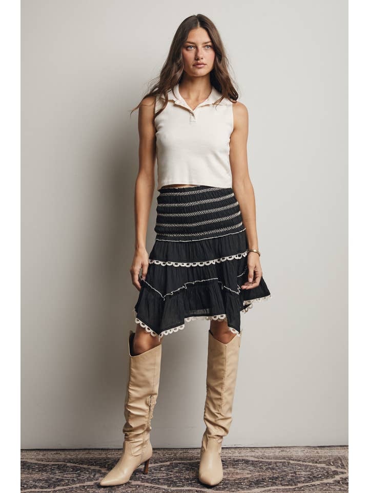 Forte - Wholesale Skirt - Women's - Smocked Ruffle Convertible Skirt/Top FSK00081