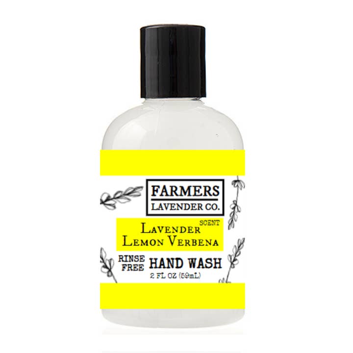 Lavender Lemon Verbena Rinse Free Hand Wash 2 FL OZ for wholesale by FARMERS Lavender Co.
