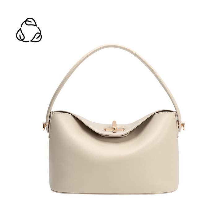 Sac bandoulière en cuir végan recyclé Lana Bone Pré-commande 30/1 pour la vente par Melie Bianco