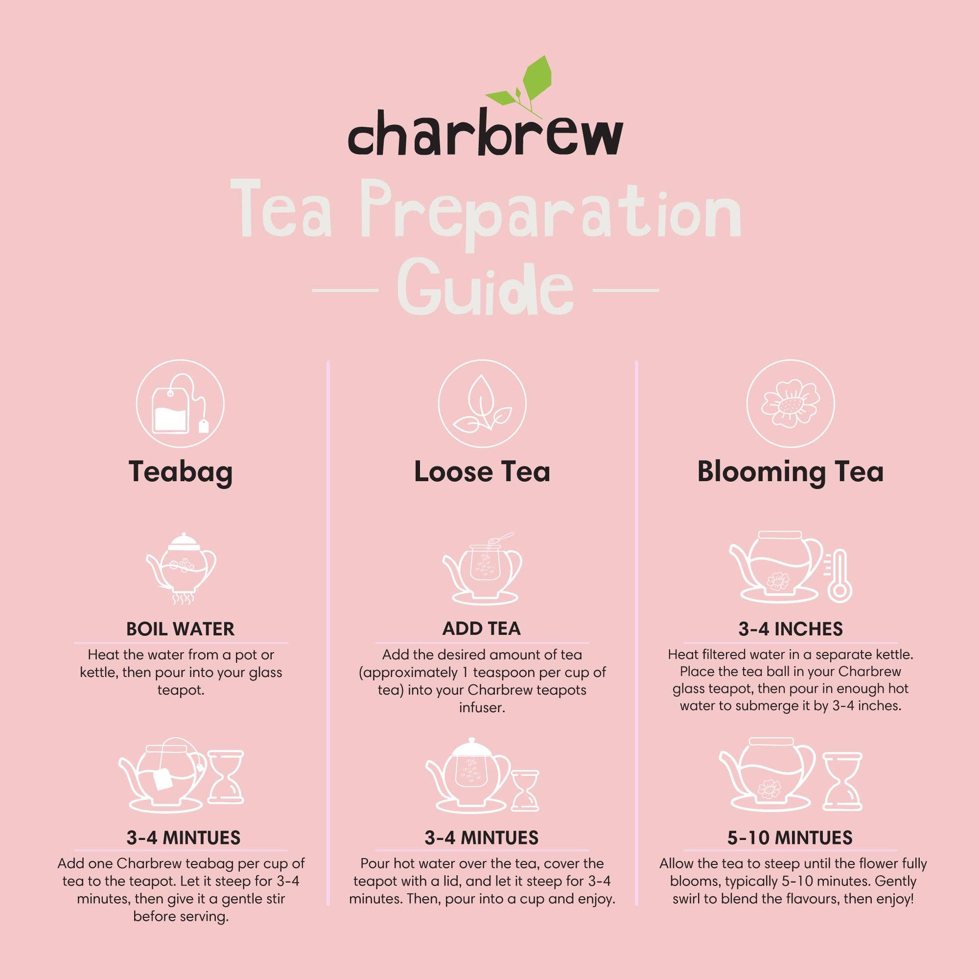 Charbrew Tea & Coffee - Vente Théière - Théière en verre et filtre à thé pour thé en vrac 400 ml5