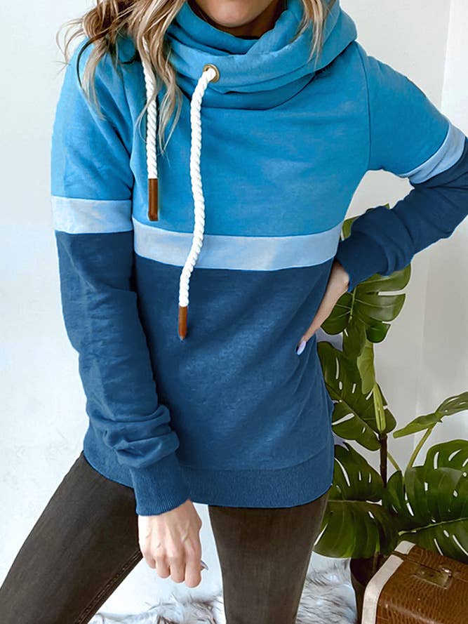 UNISHE – Engroshandel Hoodie – Kvinder – Colorblock Sweatshirt med hætte med snor ZK21832