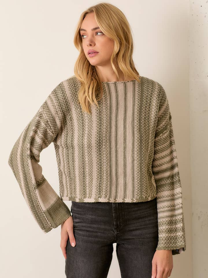 TRUI MET GEMENGDE STREPEN voor wholesale door Polagram by Wellmade USA