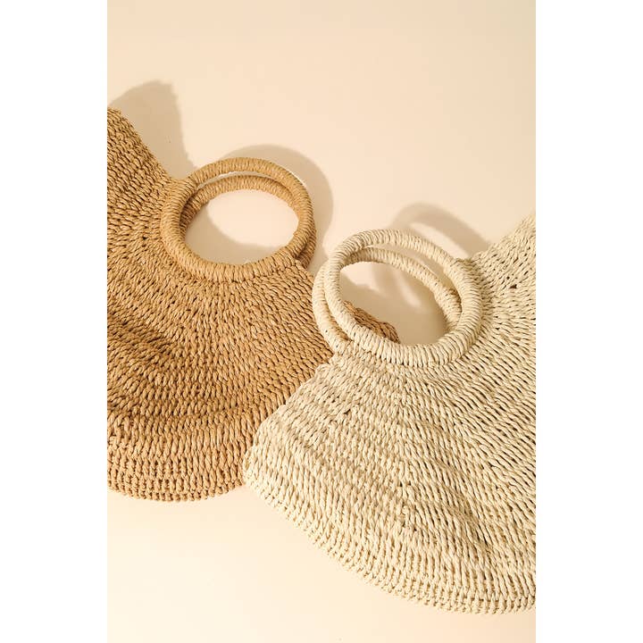 Anarchy Street – wholesale Beach bag – Half Moon Straw Tote Bag4