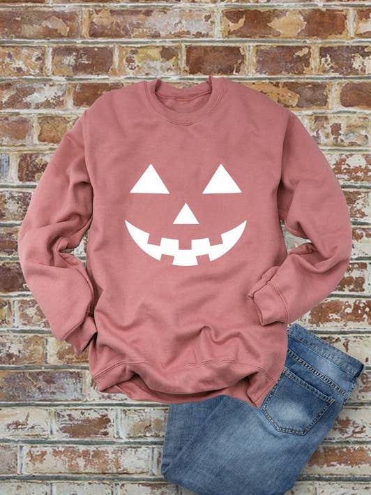 Pumpkin Face, Halloween, chandails molletonnés à col rond unisexes pour la vente par Top Avenue