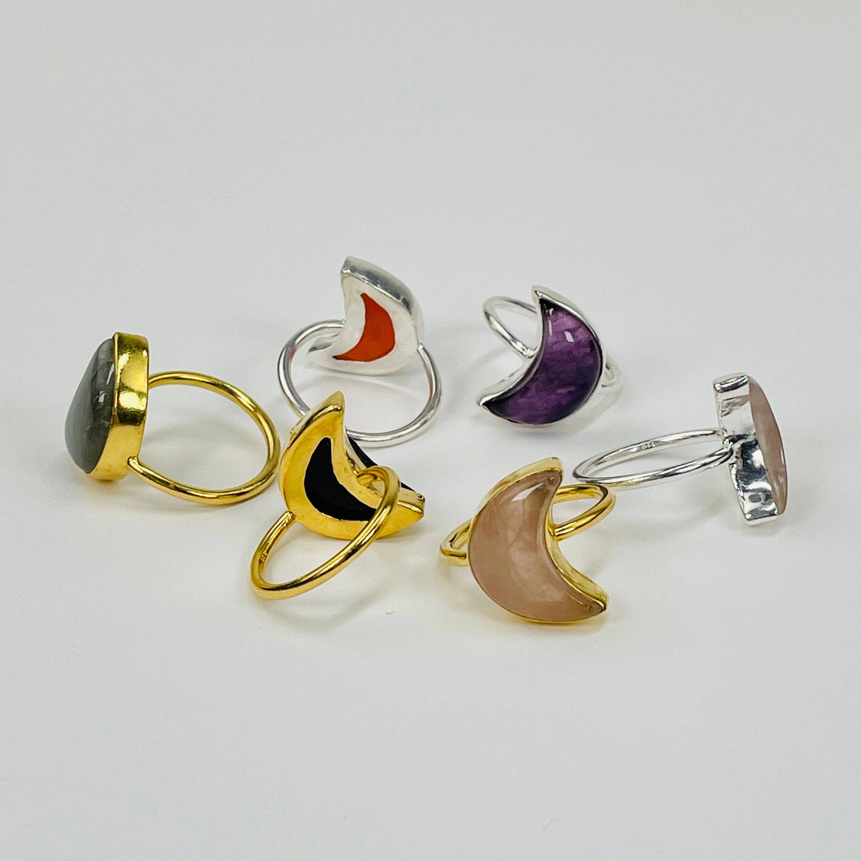 Rock Paradise - Wholesale Cocktail/Statement Ring - Crystal Gemstone Moon Ring - Gold or Silver5