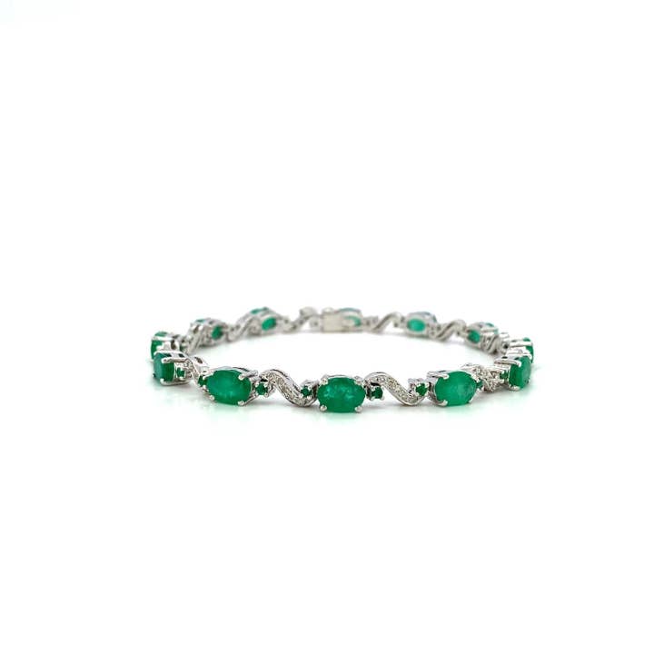 Emerald Bracelet in .925 Sterling Silver. - KSD 41264 for wholesale by Kotawala Jewels