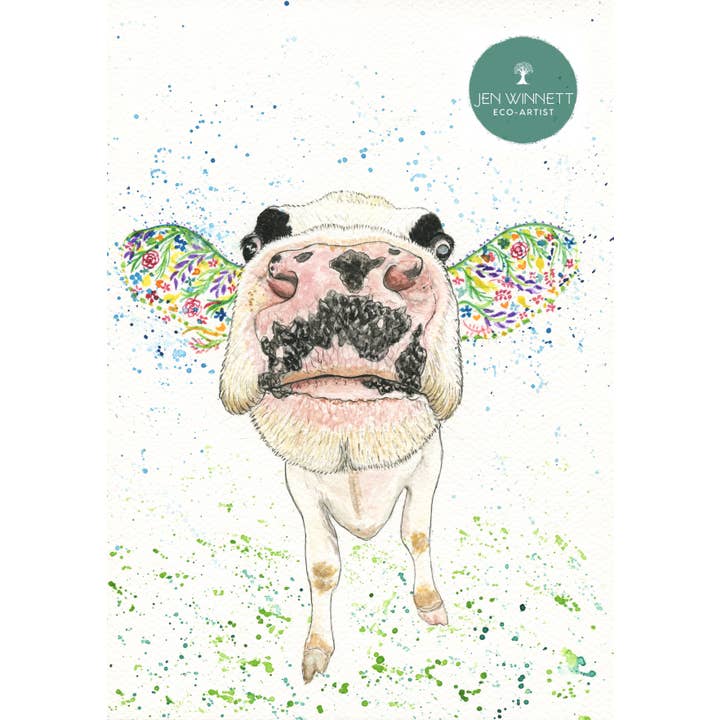 Dairy Cow | Signed Art Print | Animal | Artwork Home | Farm for wholesale by Jen Winnett Eco Artist