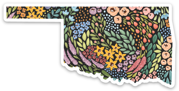 Elyse Breanne Design - Wholesale Sticker - Oklahoma 3.5x3in. Floral State Sticker0