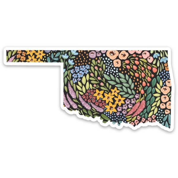 Elyse Breanne Design - Wholesale Sticker - Oklahoma 3.5x3in. Floral State Sticker