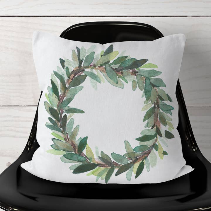 Capa de travesseiro de guirlanda de folha de oliveira aquarela por atacado de Ivy and Sage Market