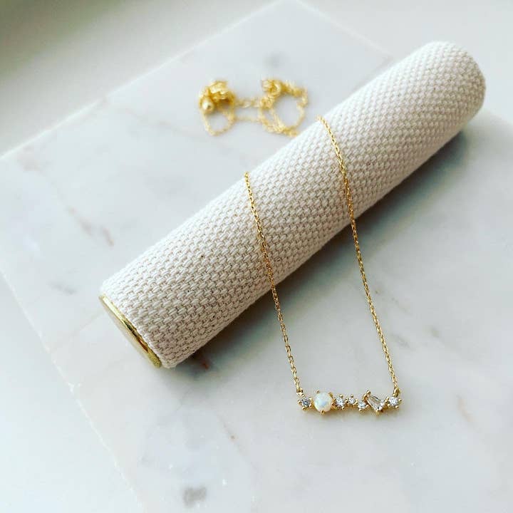 Opal Cluster Bar Necklace for wholesale by musthavemustget