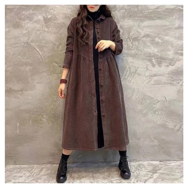 OceanusSwim – wholesale Coat – Women’s – Cozy Corduroy Mid-Length Coat3