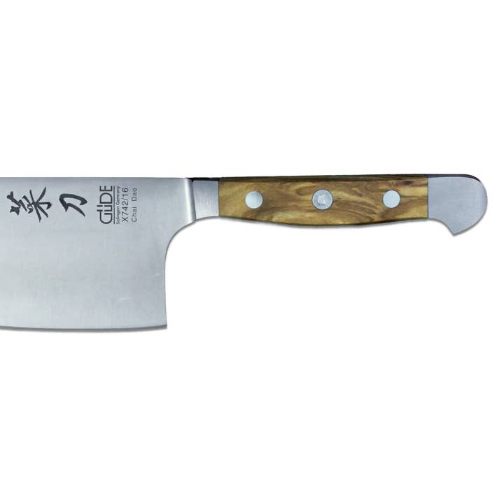 Ginza Steel - Wholesale Kitchen/Utility Knife - ALPHA OLIVE | Chai Dao Chinese Chef Knife 6 1/2" Blade | Forged Steel/Olive Wood Handle2