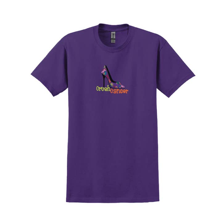 Crush Cancer Purple Tee for wholesale by MCCC Sportswear