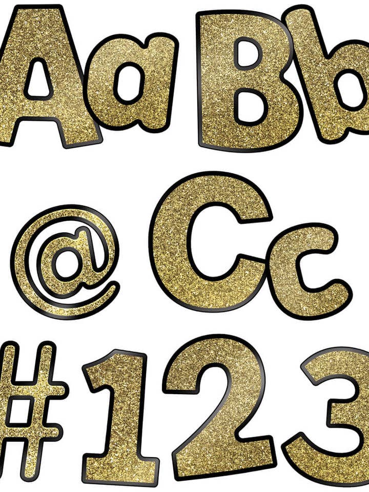 Sparkle and Shine Gold Glitter Combo Pack Letters for wholesale by Carson Dellosa Education
