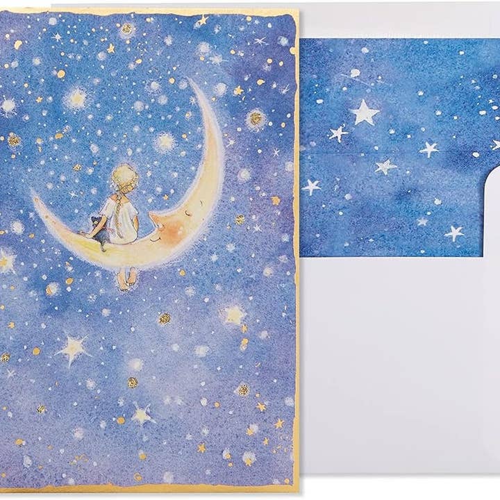 Girl on Moon Birthday Card for wholesale by NIQUEA.D