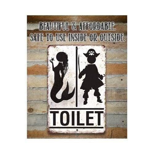 Lone Star Art Metal Signs - Wholesale Bathroom Sign - Pirate Mermaid Toilet - Metal Sign1
