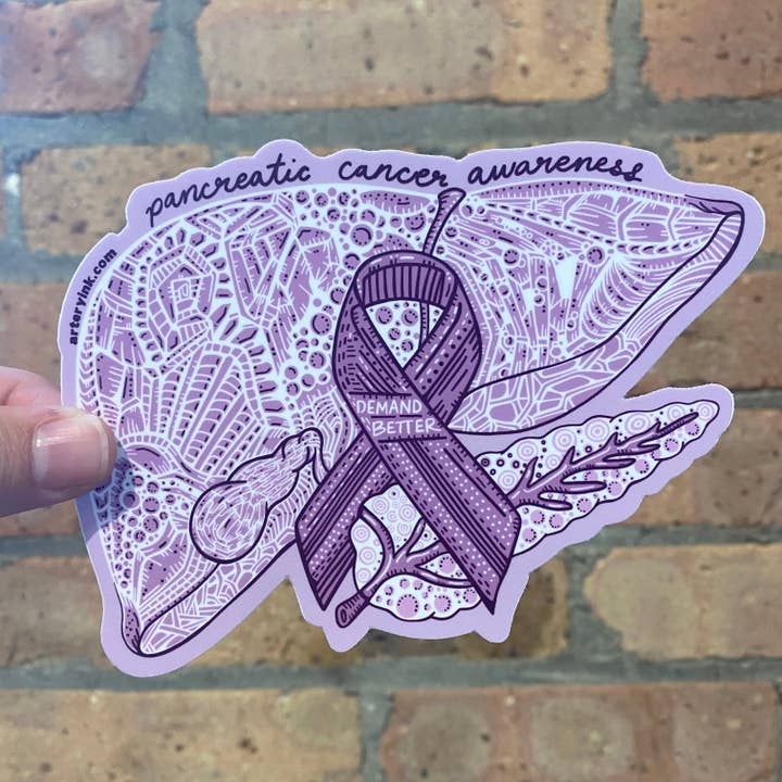 Adesivo de vinil “Demand Better” para conscientização sobre o câncer por atacado de Artery Ink