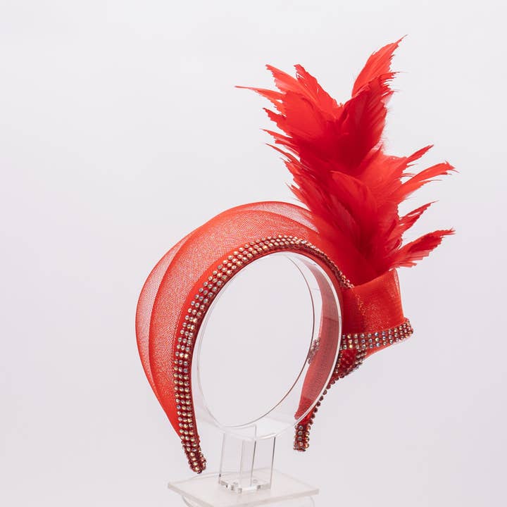 KaKyCo - Wholesale Fashion Headband - Women's - Feather, Rhinestone, Crinoline Embellished Headband | AJ849H11