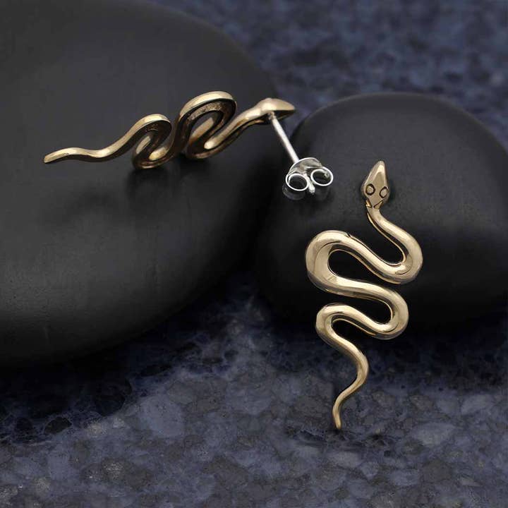 Nina Designs - Wholesale Stud/Post Earrings - Sterling Silver or Bronze Large Snake Post Earrings 28x12mm1