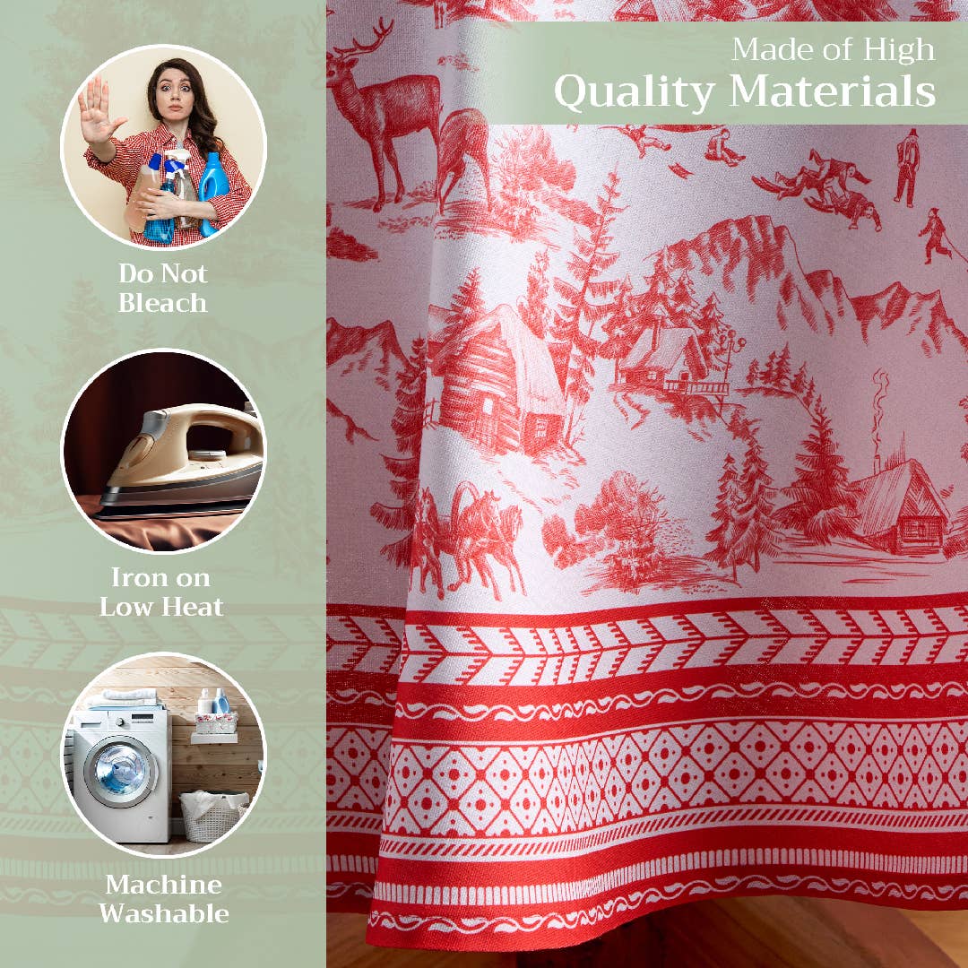 Maison d'Hermine - Design in Every Thread - Wholesale Tablecloth - Tablecloths 100% Cotton - 3 Shapes - Winter Jouy8