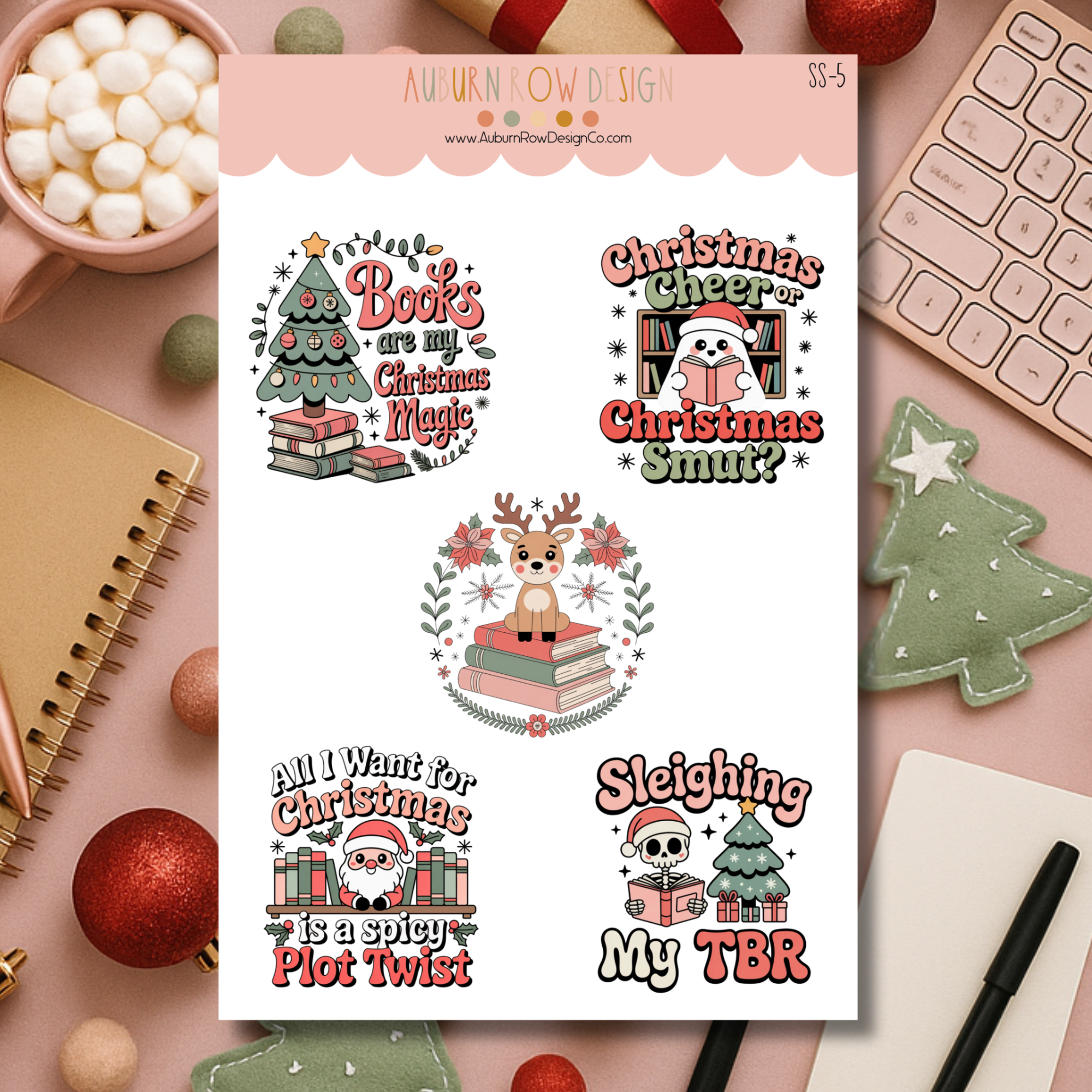 Auburn Row Design - Wholesale Sticker - Boekachtige Kerst Stickerblad2