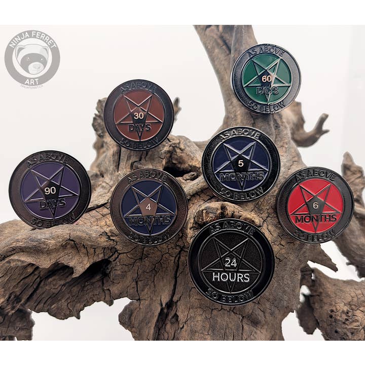 Sober for Satan - Full First Year Recovery Set (13 Tokens) for wholesale by Ninja Ferret Art