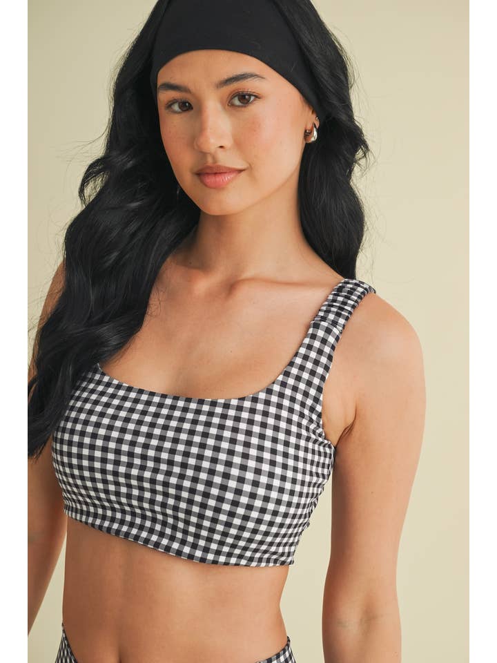KIMBERLY C - Wholesale Sports Bra - Women's - Gingham Print Ruched Bra Top51