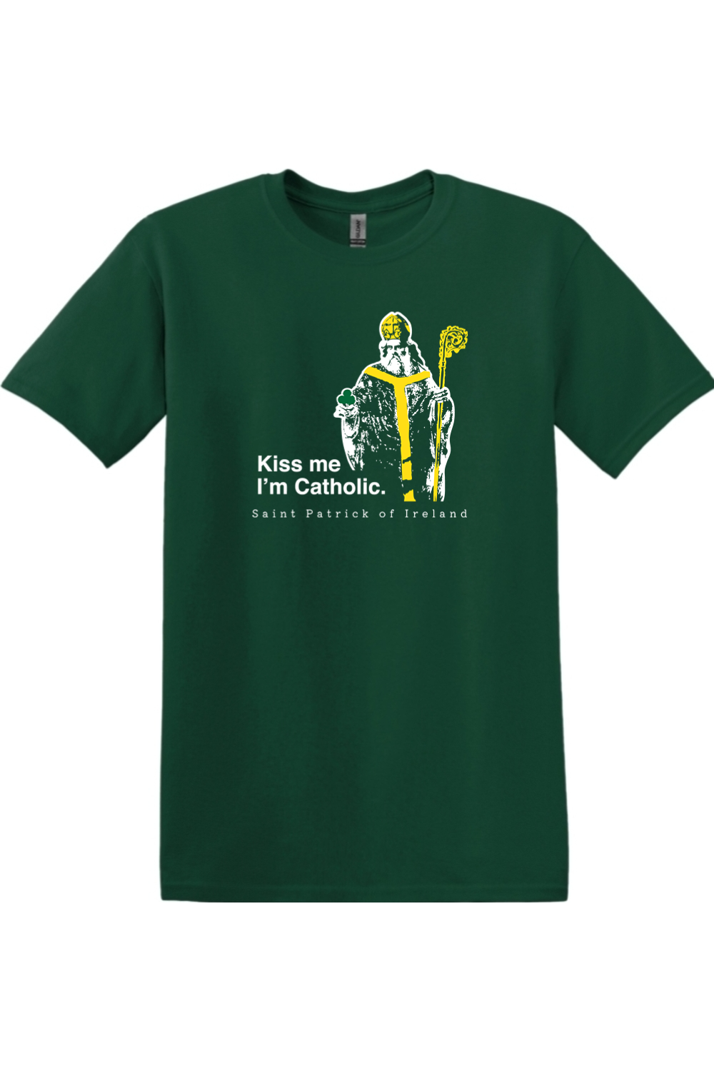 Sock Religious - Wholesale Screen Printed T-Shirt - Unisex - Kiss Me, I'm Catholic - St. Patrick of Ireland Adult T-shirt7