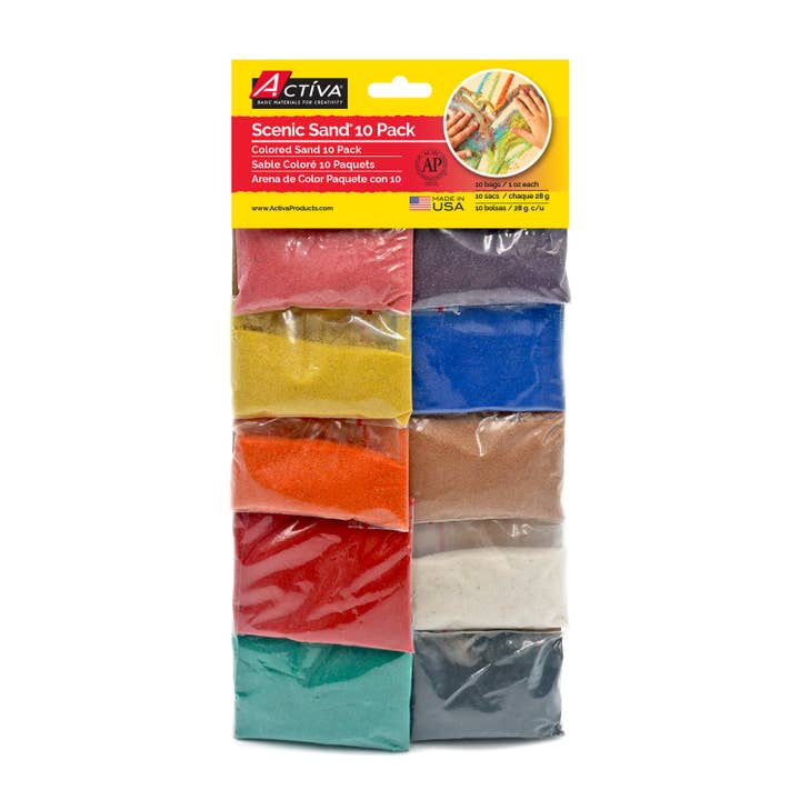 ACTÍVA Scenic Sand™ Craft Colored Sand 10 Pack of 1 oz (28g) for wholesale by ACTÍVA Products, Inc.