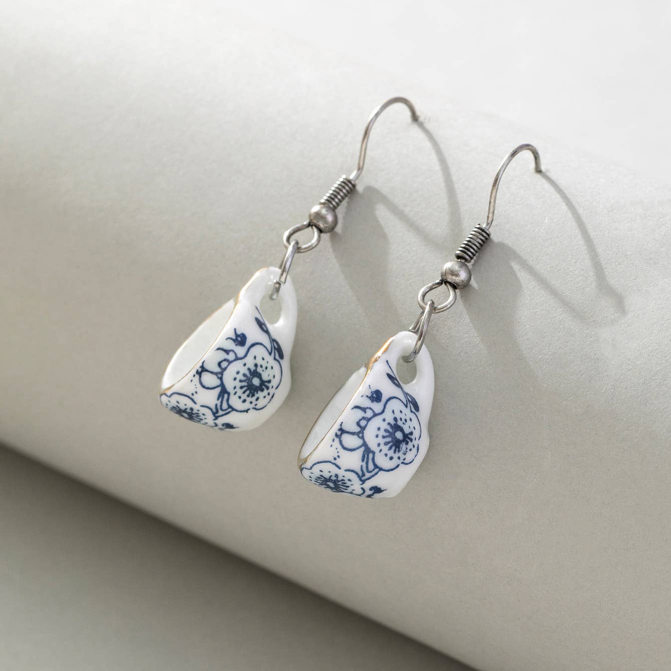Tourtiwi - Wholesale Dangle Earrings - Charming Porcelain Style Teacup & Saucer Earrings0