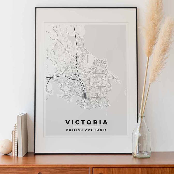 Victoria, Classic Grey, map print for wholesale by Line Point Design
