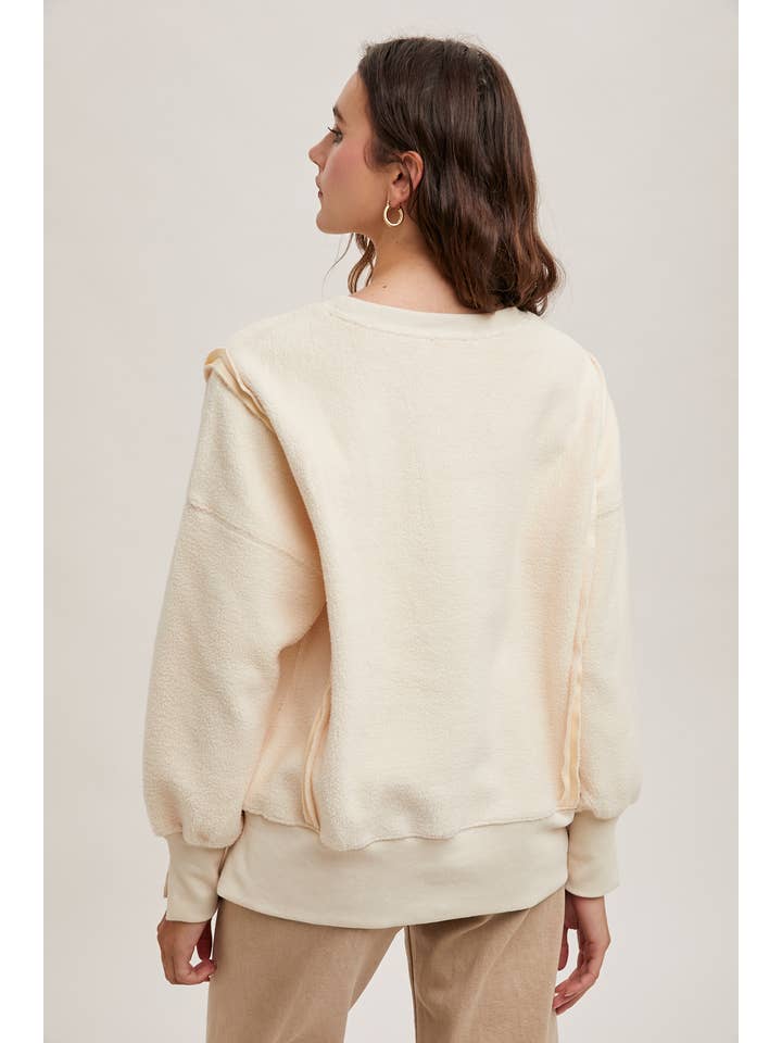 Peace Love Line – wholesale Sweatshirt - Dam – PL3896 - RUNDHALSAD TEDDYTRÖJA MED SLITSAR15