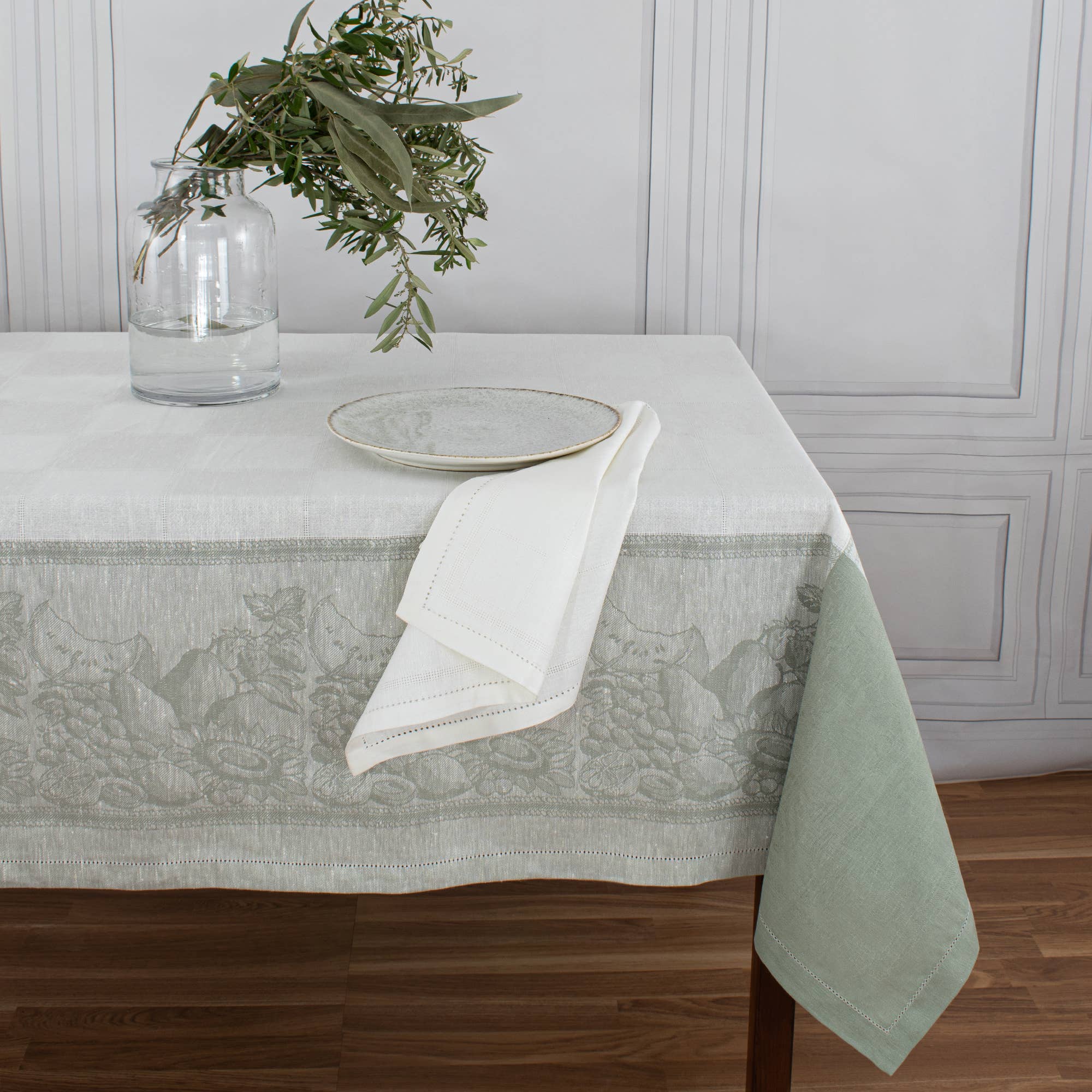 Nordlinen – Engroshandel Middags- og stofserviet – Fruits hør- og bomuldslærredserviet med jacquard og hålsöm2