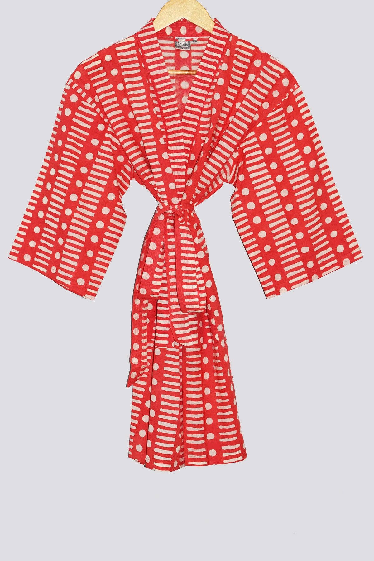 Amisha - Wholesale Robe - Women's - Kerala Short Robe | Dot Dash Poppy