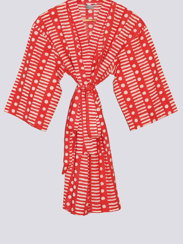 Amisha - Wholesale Robe - Women's - Kerala Short Robe | Dot Dash Poppy0