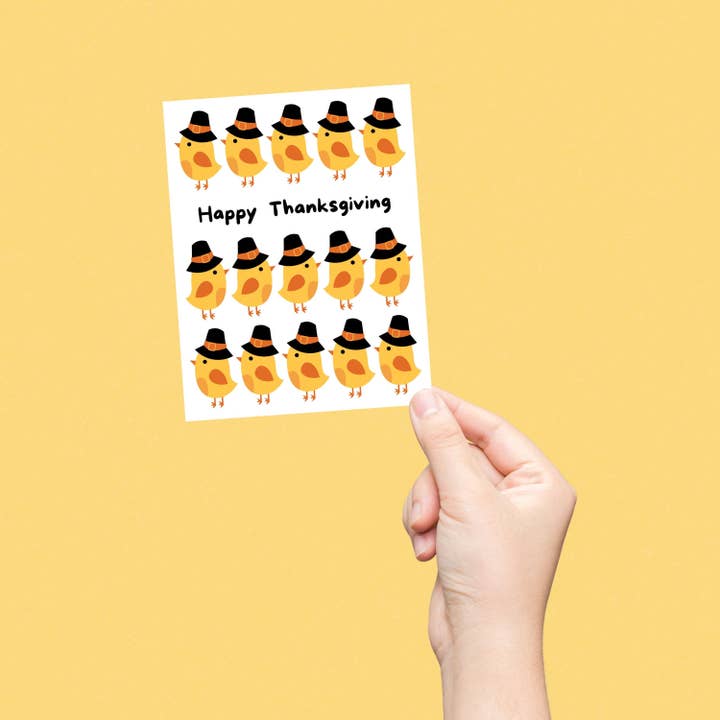 Feira Pop - Venta al por mayor Tarjetas de Acción de Gracias - Tarjeta de felicitación de Acción de Gracias para pollitos peregrinos
